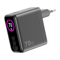 Sitecom 70W GaN Power Delivery Wall Charger with full color LED display oplader
