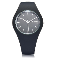 Skmei 9068 Round Black Blue Red Silicone Men Wrist Quartz Watch