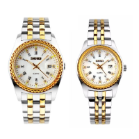 Skmei 9098 Luxury Men Women Quartz Watch Fashion Stainless Steel Strap Watch