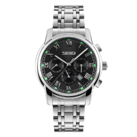 Skmei 9121 Casual Men Quartz Watch Luxury Stainless Steel Strap Date Display Bussiness Watch