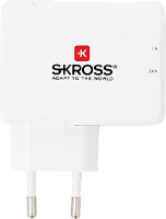 Skross 38565 USB oplader 2x USB A Wit, Zilver Binnen