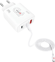 Skross Power Charger 65W PD GaN Combo+ EU USB oplader 65 W 1x USB A, 2x USB C USB PD Wit Binnen