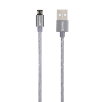 Skross USB kabel USB 2.0 USB A stekker 1.20 M Space grijs Rond, Flexibel, Stoffen mantel SKCA0010A M120CN
