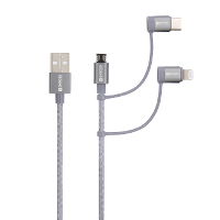 Skross USB kabel USB 2.0 USB A stekker 1.20 M Space grijs Rond, Flexibel, Stoffen mantel SKCA00143 1120CN