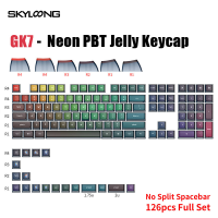 SKYLOONG GK7 126PCS Mechanische Toetsenbordtoetsen Set Neon PBT Zwart Transparant Gelei Toetsenkap voor Doe het zelf aan