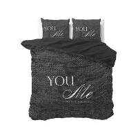 Sleeptime dekbedovertrek Love for you and me   antraciet   200x220 cm   Leen Bakker