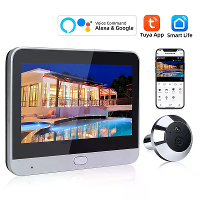 Slim Home Tuya 120° Breedbeeld Deur Peephole Camera 1080P Eenrichtings Intercom Video Oog Bewegingsdetectie Wifi Deurbel