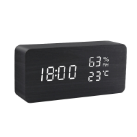 Slimme LED stemgestuurde elektronische houten wekker Digitale LED wekker USB/AAA voeding Tafelklok met stemgestuurde tem