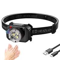 Slimme Sensor Mini LED Hoofdlamp Oplaadbare Koplamp Ingebouwde Batterij Led Hoofdlamp Kamperen Vissen Zaklamp