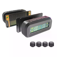 Slimme TPMS Auto Banden Druk Alarm Monitor Systeem 4 Externe Sensoren Weergave Zonne intelligente Banddruk Temperatuur W