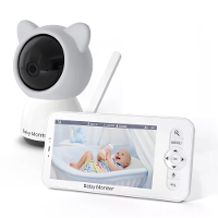 Slimme WiFi Babyfoon 5 Inch LCD Babycamera Mobiele App Besturing PTZ HD Nachtzicht Tweerichtingsaudio Sluimerliedjes voo