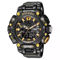 SMAEL Heren Sport Digitale Dubbele Display Horloge Multifunctionele LED Luminous Waterdicht Datum Week Alarm Polshorloge