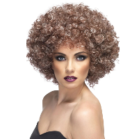 Afro pruik   beige haar   krullen   seventies   carnaval   volwassenen