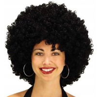 Afro pruik   zwart   krullen   volwassenen   carnaval   seventies