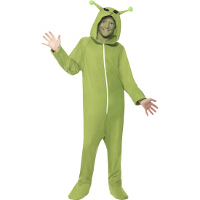Alien kostuum   groen   onesie   voor kinderen   carnaval   met rits