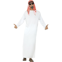 Arabier/sjeik verkleed kostuum   wit   2 delig   voor volwassenen   1001 nacht