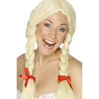 Blonde vlechten pruik verkleedaccessoire voor dames   Carnaval feestartikelen pruik