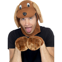 Carnaval dieren Verkleed set bruine hond   volwassenen   masker met oren en poten
