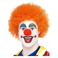Carnaval verkleed Afropruik groot   oranje   volwassenen   krullen   clown