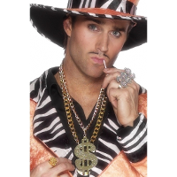 Carnaval/verkleed dollar ketting   goud   kunststof   accessoires Pooier/pimp/gangster sieraden