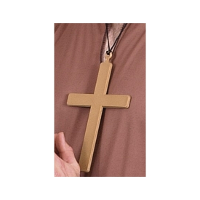 Carnaval verkleed gouden monniks/priesters kruis   22 cm   plastic
