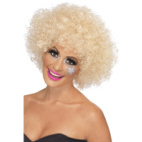 Carnaval verkleed Mega afro pruik   blond   krullen   dames   Seventies