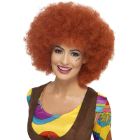 Carnaval verkleed Mega afro pruik   rood/bruin  krullen   dames   Seventies