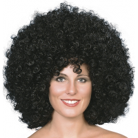 Carnaval verkleed Mega afro pruik   zwart   krullen   dames en heren   Seventies