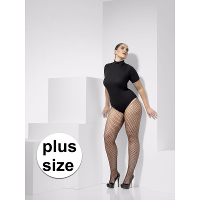 Carnaval verkleed panty voor dames   Visnet panty   zwart   grote maat 44 46 of XXL/XXXL