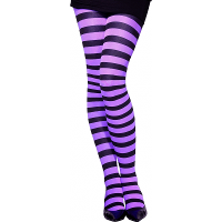 Carnaval verkleed panty voor kinderen   Gestreept   paars/zwart   one size 6 tot 12 jaar   Heksen