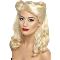 Smiffys Carnaval verkleed pruik Jaren 40/50   Forties/Fifties   blond   dames   Pin up