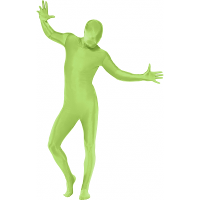 Carnaval verkleed Second skin pak/jumpsuit   uni kleur geheel groen   volwassenen