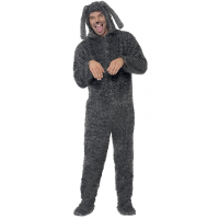 Carnaval verkleedkleding dierenpak   Hond   grijs   volwassenen   jumpsuit