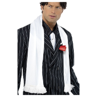 Carnaval verkleedkleding Gangster sjaal met kwastjes   wit   volwassenenen