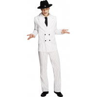 Carnaval verkleedkleding gangsters pak/kostuum voor mannen/heren   wit   gestreept