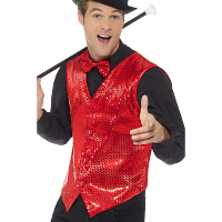 Carnavalkleding verkleed Pailetten Gilet/vestje   rood   Heren   Polyester
