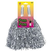 Cheerballs/pompoms   2x   zilver   met ringgreep   30 cm   cheerleader pompons