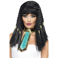 Cleopatra pruik   met vlechten   zwart   dames   Egyptische pruik   damespruik   verkleedpruik