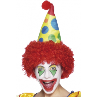 Smiffys Clown verkleed pruik met hoedje   rood haar   one size   volwassenen   clownspruik