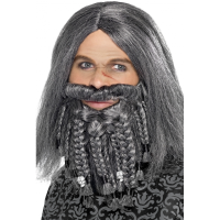 Smiffys Complete luxe piraten pruik grijs met baard