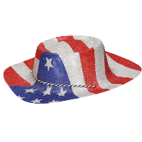 Cowboy glitterhoed   Amerikaanse vlag   USA thema verkleed accessoires