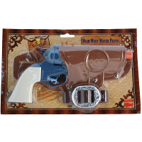 Cowboy revolver   blauw   met holster   verkleedaccessoires wapens   pistool