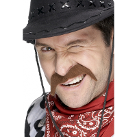 Cowboy snor   bruin   nep snor   plak snor   carnaval   wilde westen