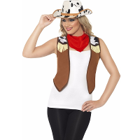 Smiffys Cowboy verkleed set   hoed   vest   sjaal   koeienprint   dames   Carnaval