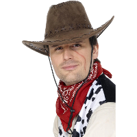 Cowboyhoed   bruin   suede look   volwassenen   verkleden   carnaval   western thema