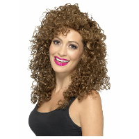 Smiffys Dames verkleed pruik   Lange krullen   bruin   verkleed accessoires   glamour pruiken