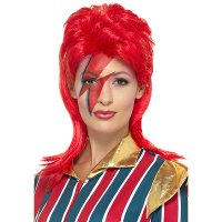 David pruik   rood   volwassenen   iconische popster   met matje   carnaval