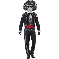Day of the dead Senor Bones Halloween verkleedkleding kostuum   voor heren   zwart