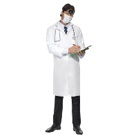 Dokter kostuum   wit   heren   met mondkapje   carnaval   ziekenhuis thema