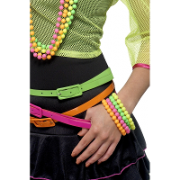 Smiffys Eighties verkleed accessoires   4x kralen armbanden in neon kleuren   Dames   kunststof
